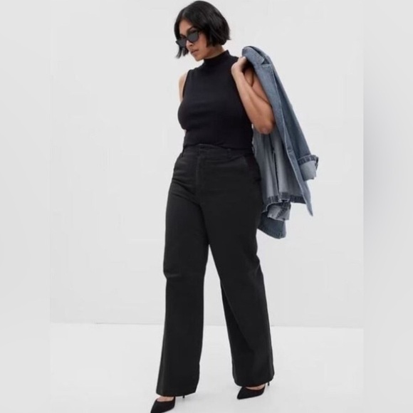 NWT! GAP Black Mid Rise Loose Khakis - Size 0🌷 - Picture 8 of 9